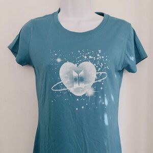 KPop! 방탄소년단 BTS Merch Band T-Shirt Women Medium NWOT Turquoise #kpop
